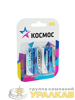 Элемент питания алкалиновый AA/LR6 BP-4 (блист.4шт) КОСМОС 