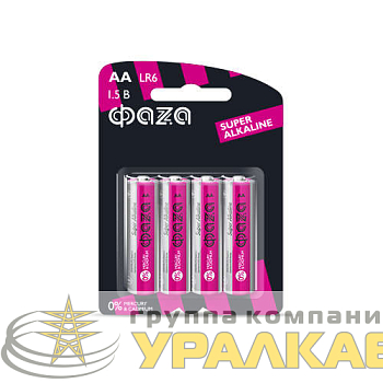 Элемент питания алкалиновый AA/LR6 1.5В Super Alkaline BL-4 (уп.4шт) ФАZА 