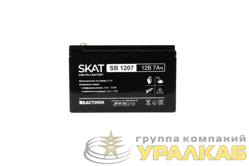 Аккумулятор 12В 7А.ч макс. ток заряда 2.1А SKAT SB 1207 Бастион 