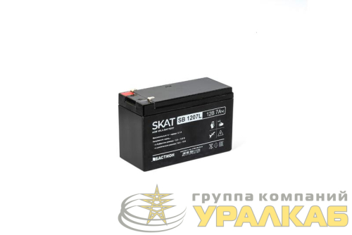 Аккумулятор 12В 7А.ч макс. ток заряда 2.1А SKAT SB 1207L Бастион 