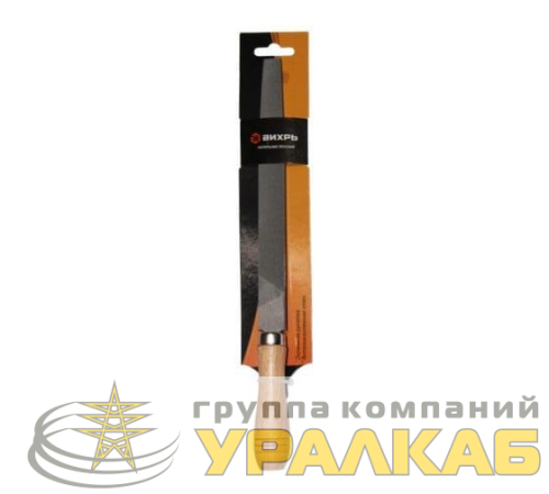 Напильник 200мм плоский деревянная рукоятка Вихрь 