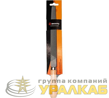 Напильник 200мм плоский деревянная рукоятка Вихрь 