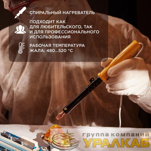 Паяльник ЭПСН 220В 80Вт дерев. ручка ПД Rexant 