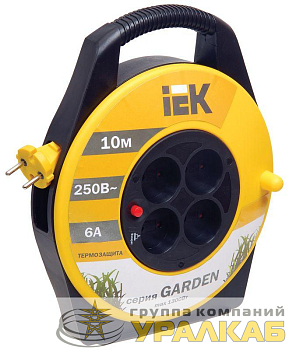 Удлинитель на катушке 4х10м без заземл. 6А IP20 Garden УК10 2х0.75 термозащита IEK 