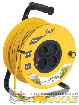 Удлинитель на катушке 4х30м без заземл. 6А IP20 Garden УК30 2х0.75 термозащита IEK 