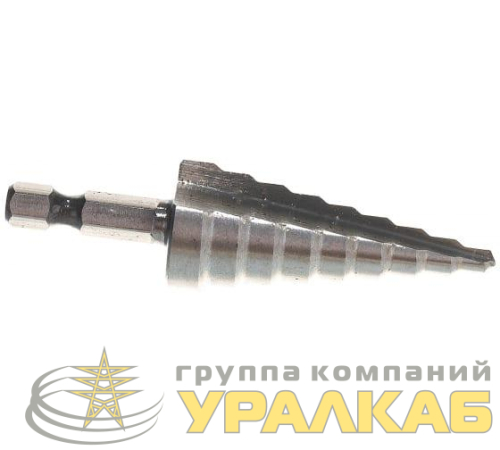 Сверло ступенчатое по металлу 4-6-8-10-12-14-16-18-20мм P6M5 шестигранный хвостовик Вихрь 