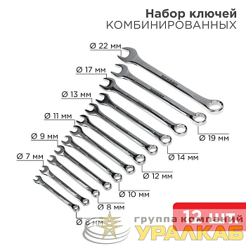 Набор ключей комбинированных 6-22мм 12 предметов Rexant 