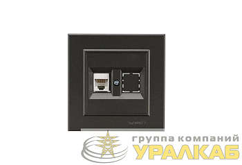 Розетка компьютерная+гнездо СП Karea 16А IP20 CAT 5 дым. металлик Makel 