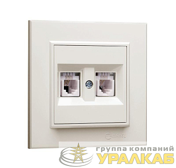 Розетка компютерная CAT5 + гнездо СП Karea IP20 крем. Makel 