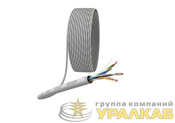 Кабель витая пара U/UTP кат.5E 4х2х24AWG solid CU PVC сер. (м) Эра 