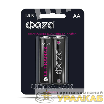 Элемент питания алкалиновый AA/LR6 1.5В Ultra Max LR6UM-B2 BL-2 (уп.2шт) ФАZА 