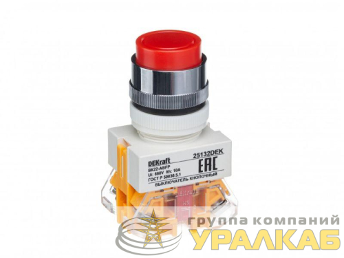 Выключатель кнопочный ABFP ВК-22 d22мм 220В с фиксацией красн. DEKraft 