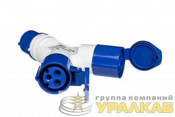 Адаптер двухлучевой 1012 16А 2P+PE 250В IP44 АП-102 DEKraft 