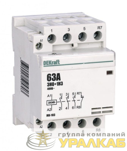 Контактор модульный МК-103 3НО+1НЗ 40А 230В DEKraft 