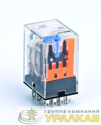 Реле промежуточное ПР-102 3А 24В DC 4 конт. с LED-индикацией и TEST фукц. DEKraft 