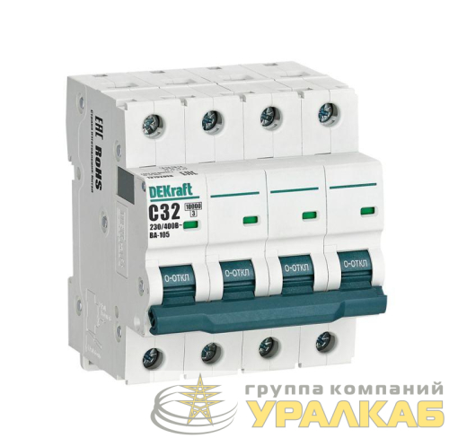 Выключатель автоматический модульный 4п C 32А 10кА ВА-105 DEKraft 