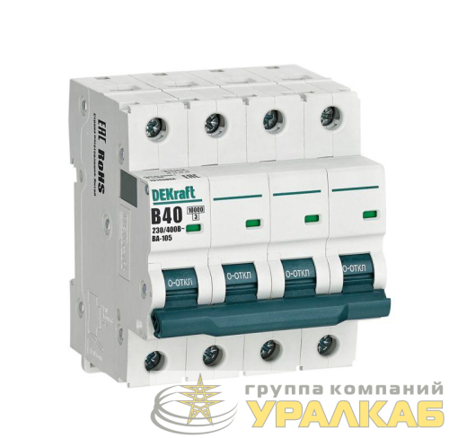 Выключатель автоматический модульный 4п B 40А 10кА ВА-105 DEKraft 