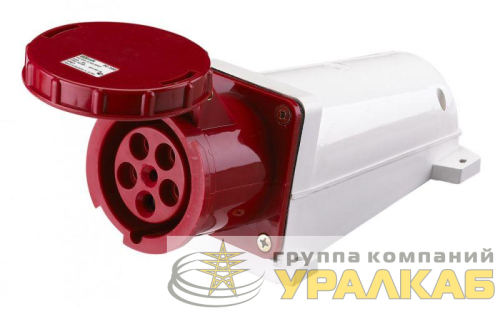 Розетка стационарная ОП 135 РС-102 63А 3P+PE+N 380В IP67 DEKraft 