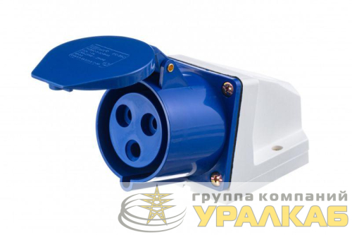 Розетка стационарная ОП 123 РС-102 32А 2P+PE 220В IP44 DEKraft 