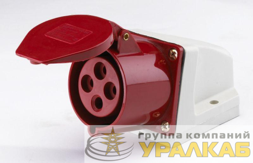 Розетка стационарная ОП 134 РС-102 63А 3P+PE 380В IP67 DEKraft 