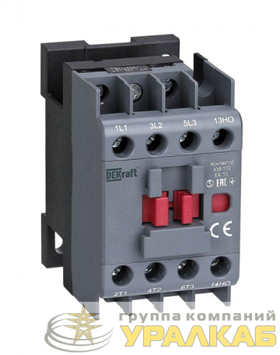 Контактор КМ-102 6А кат. 24В AC 1НО AC-3 AC-4 DEKraft 