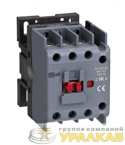 Контактор КМ-102 38А кат. 220В/230В AC 1НЗ AC-3 AC-4 DEKraft 
