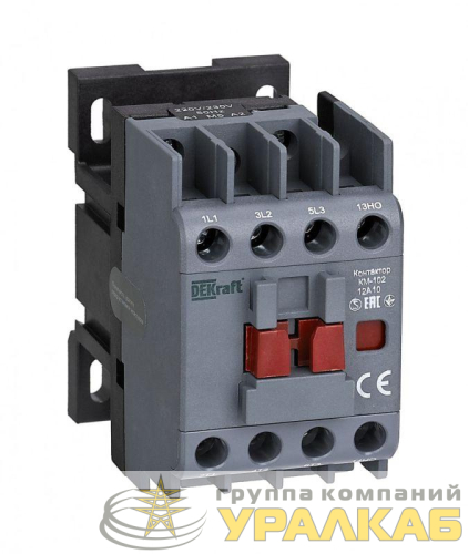 Контактор КМ-102 12А кат. 220В/230В AC 1НЗ AC-3 AC-4 DEKraft 
