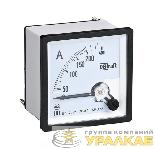 Амперметр аналоговый 1600/5А AC класс точн. 1.5 72х72мм трансф. подкл. DEKraft 