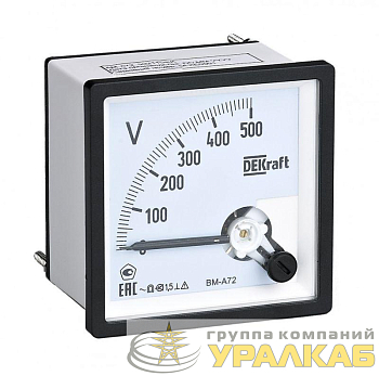 Вольтметр аналоговый шкала 500В AC класс точн. 1.5 96х96мм DEKraft 