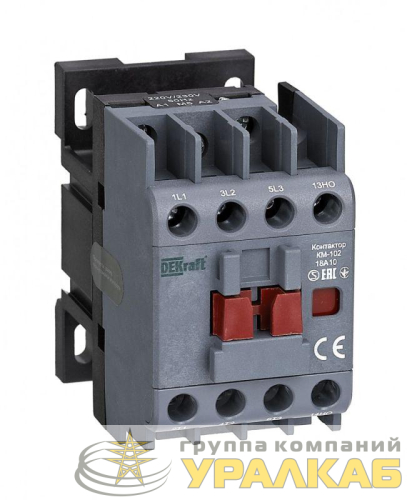 Контактор КМ-102 18А кат. 220В/230В AC 1НЗ AC-3 AC-4 DEKraft 