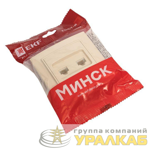 Розетка компьютерная 2-м СП Минск RJ45 беж. EKF 