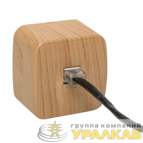 Розетка компьютерная 1-м ОП Минск RJ45 1А 120В свет. дерево EKF 