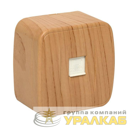 Розетка компьютерная 1-м ОП Минск RJ45 1А 120В свет. дерево EKF 