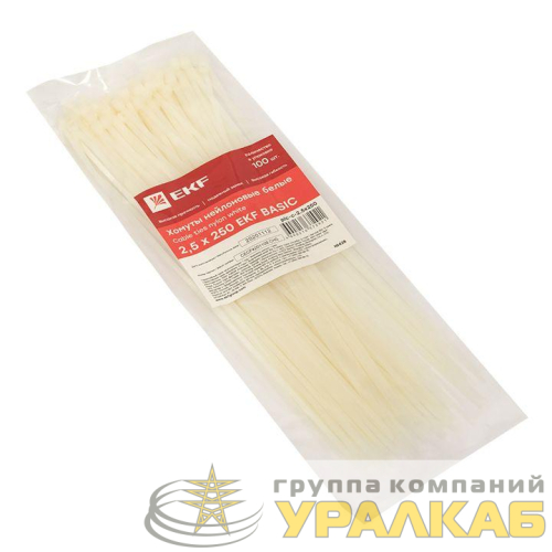 Хомут кабельный 2.5х250 нейл. (уп.100шт) Basic EKF 