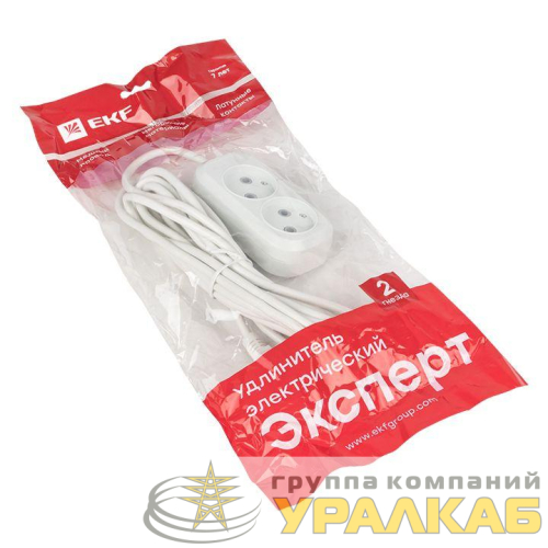 Удлинитель 2х3м без заземл. 10А IP20 Эксперт 2.2кВт ПВС 2х0.75 PROxima EKF 