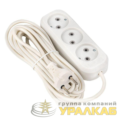 Удлинитель 3х5м без заземл. 10А IP20 Эксперт 2.2кВт ПВС 2х0.75 PROxima EKF 