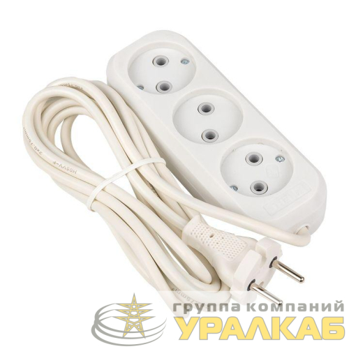 Удлинитель 3х3м без заземл. 10А IP20 Эксперт 2.2кВт ПВС 2х0.75 PROxima EKF 