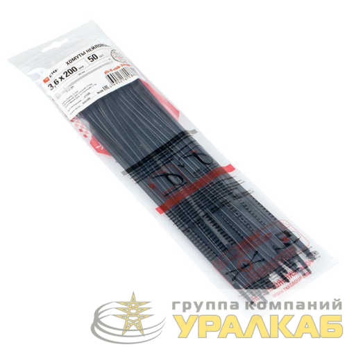 Хомут P6.6 3.6x200 FlexLock стандартный черн. (уп.50шт) PROxima EKF 