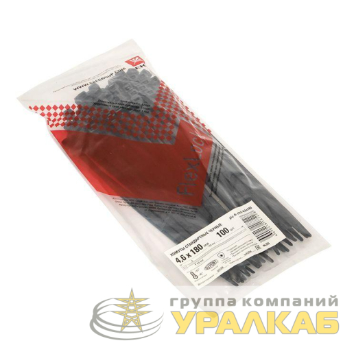 Хомут P6.6 4.6х180 FlexLock стандартный черн. (уп.100шт) PROxima EKF 