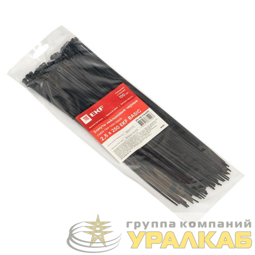 Хомут кабельный 2.5х250 нейл. черн. (уп.100шт) Basic EKF 