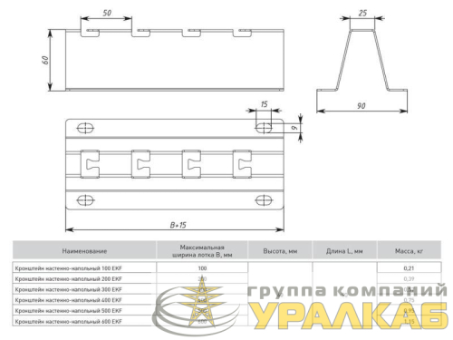 Кронштейн настенный/напольный осн.100 сталь EKF 