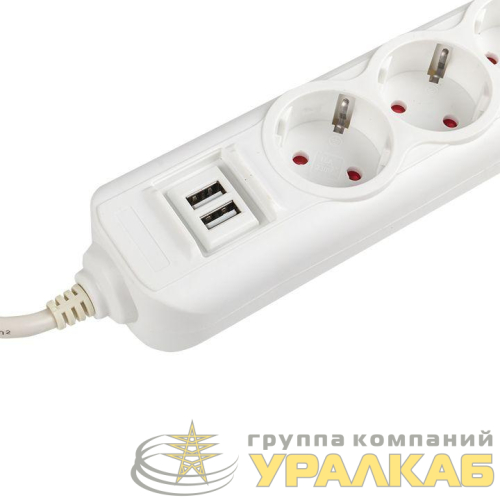 Удлинитель 4х5м 16А IP20 Эксперт 3.5кВт 2хUSB 2.1А ПВС 3х1 PROxima EKF 