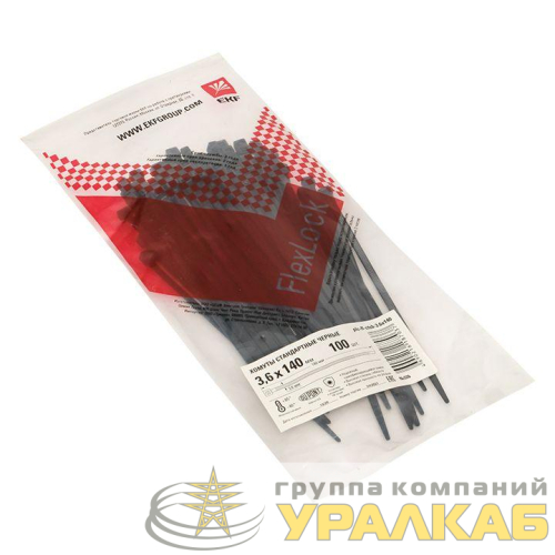 Хомут P6.6 3.6х140 FlexLock стандартный черн. (уп.100шт) PROxima EKF 