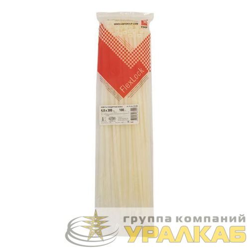 Хомут P6.6 4.8х380 FlexLock стандартный бел. (уп.100шт) PROxima EKF 