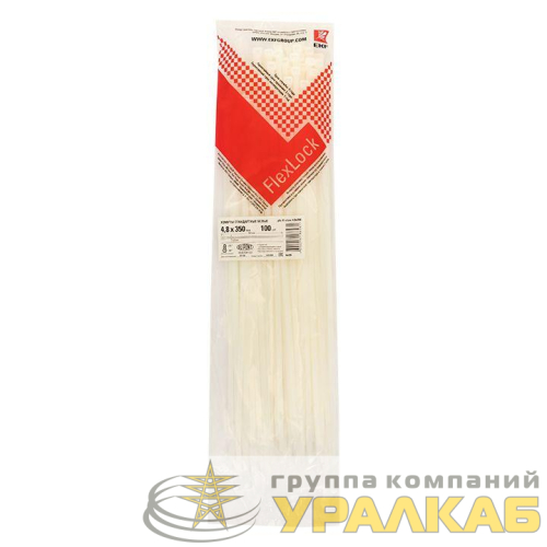 Хомут P6.6 4.8х350 FlexLock стандартный бел. (уп.100шт) PROxima EKF 