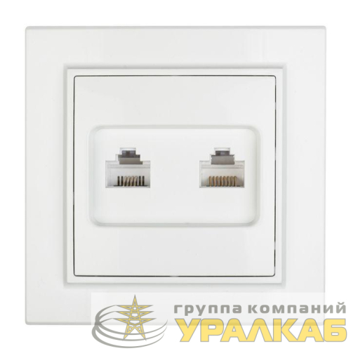 Розетка компьютерная + телефонная 2-м СП Минск RJ45 + Phone бел. Basic EKF 