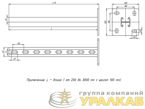 Стойка STRUT двойная 41х21 L1500 сталь HDZ EKF 